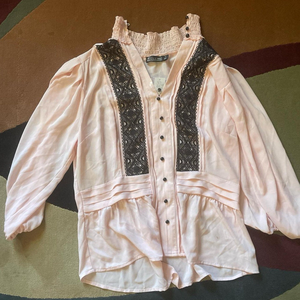 Nyc Pink Lace Detail Women's Top